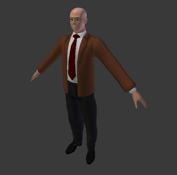 3D Модель человека средних лет в офисном костюме